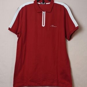 Boohoo Man Red Signature Short Sleeve Polo Shirt with White Contrast Zipper